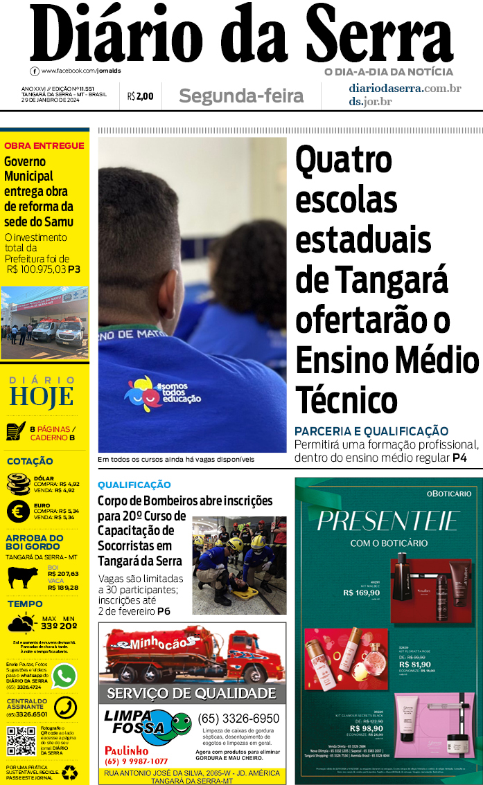 Edição impressa de 29/01/2024