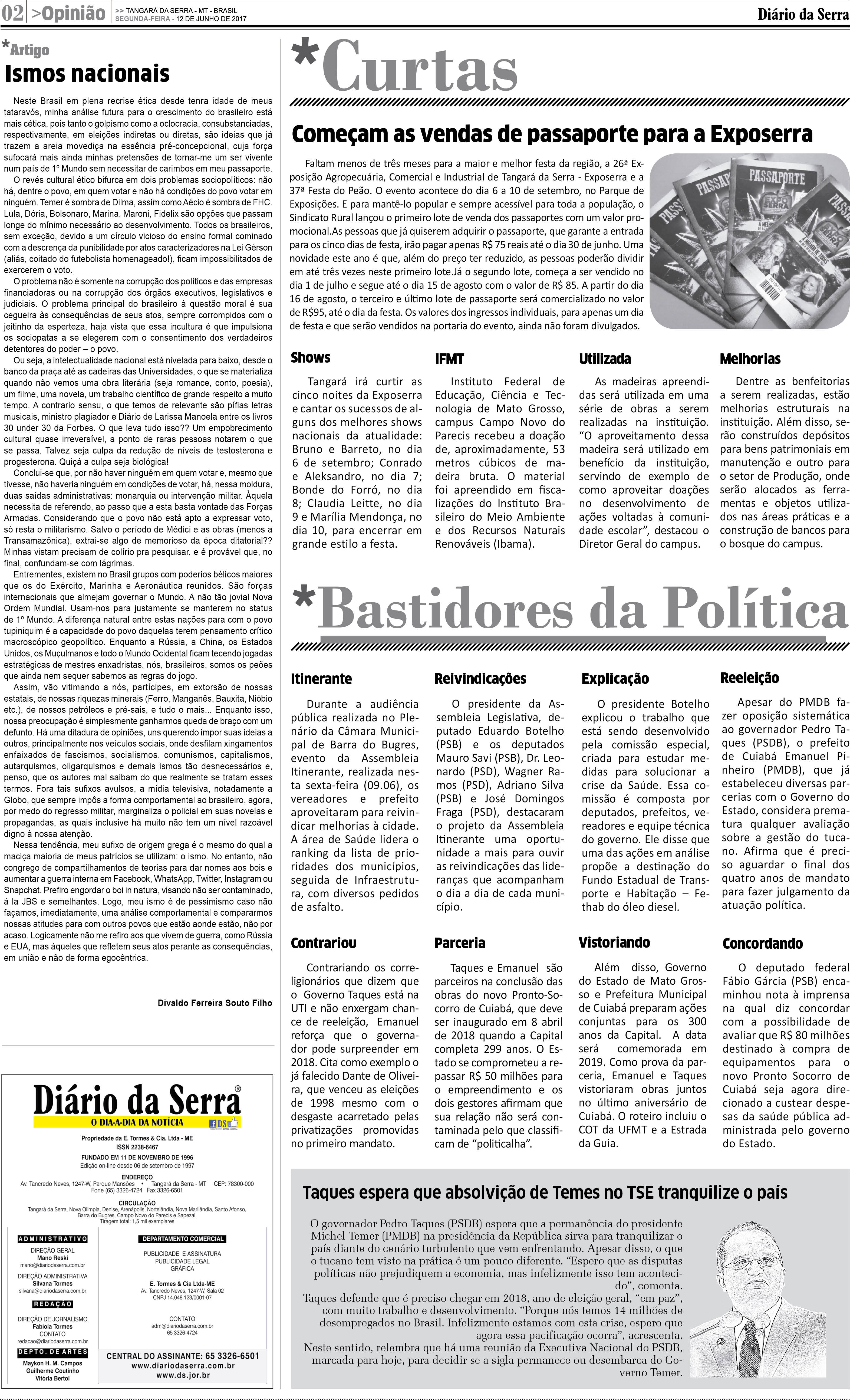 Edição impressa de 12/06/2017