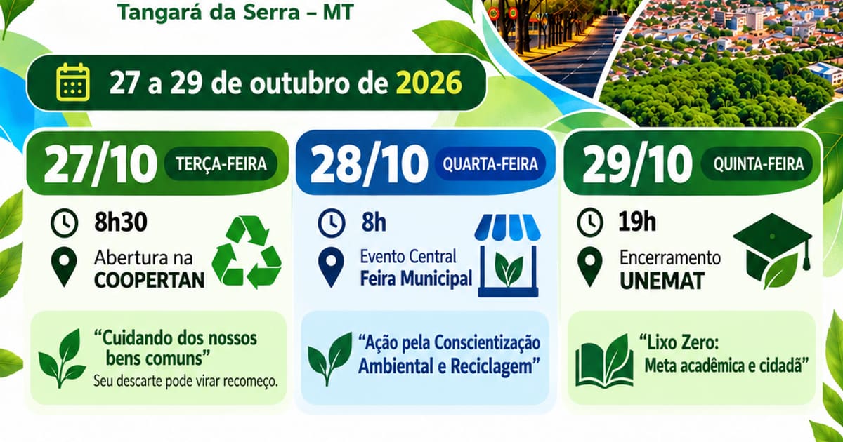 Semana Lixo Zero promove conscientização sobre reciclagem em Tangará da Serra, MT